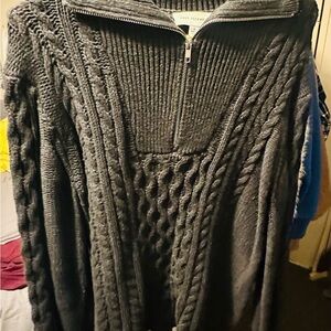 Dark Gray Cable Knit Sweater